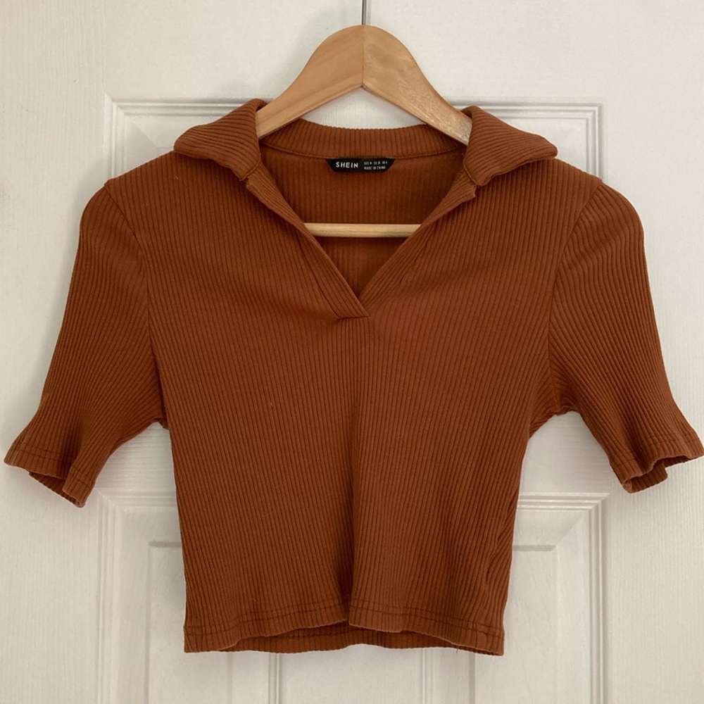 SHEIN Cropped Ribbed Polo
